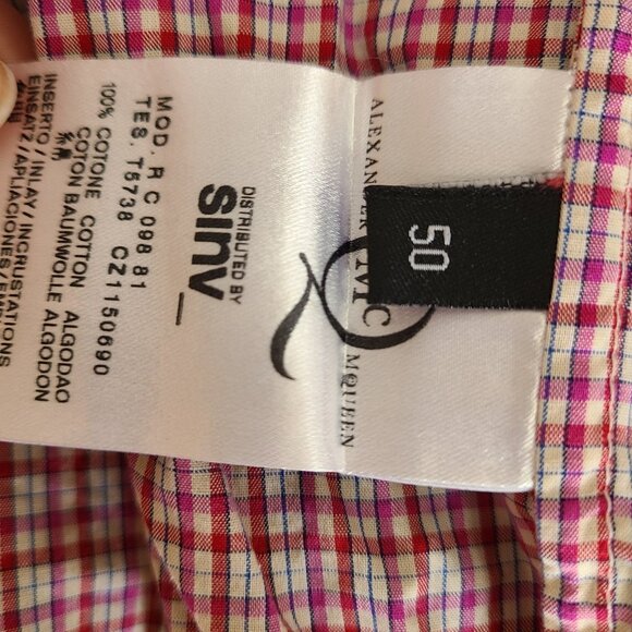 Alexander Mcqueen Stripe Button Down Shirt Plaid Red Gray Size 50 - Picture 4 of 13